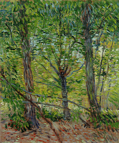 Árvores e sub-bosque (Vincent Van Gogh) - Reprodução com Qualidade Museu