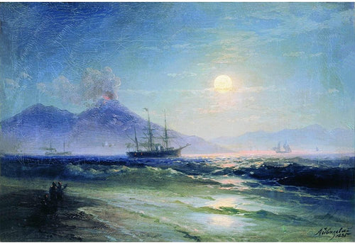 A baía de Nápoles à noite (Ivan Aivazovsky) - Reprodução com Qualidade Museu