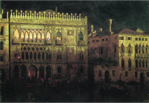 Palácio Ka Dordo em Veneza ao luar (Ivan Aivazovsky) - Reprodução com Qualidade Museu