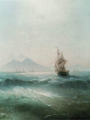 A Baía de Nápoles Vista do Vesúvio (Ivan Aivazovsky) - Reprodução com Qualidade Museu