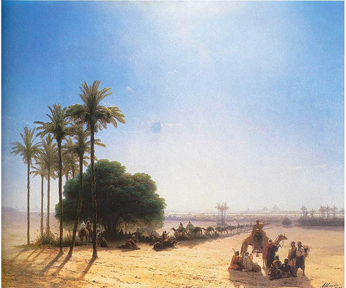 Caravana no Oásis, Egito (Ivan Aivazovsky) - Reprodução com Qualidade Museu