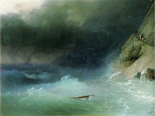 A tempestade perto de rochas (Ivan Aivazovsky) - Reprodução com Qualidade Museu