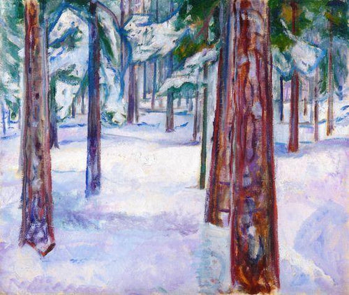 Floresta na neve (Edvard Munch) - Reprodução com Qualidade Museu