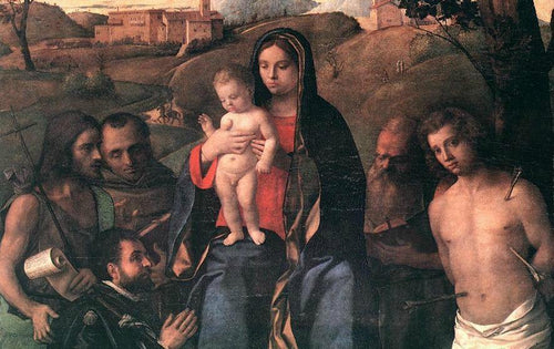 Madonna e criança com quatro santos e um doador