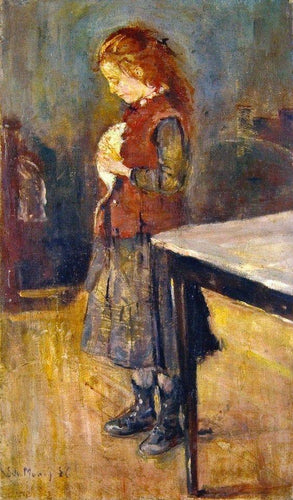 Menina ruiva com rato branco (Edvard Munch) - Reprodução com Qualidade Museu