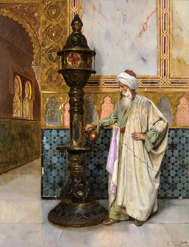 Um ancião árabe em um palácio (Rudolf Ernst) - Reprodução com Qualidade Museu