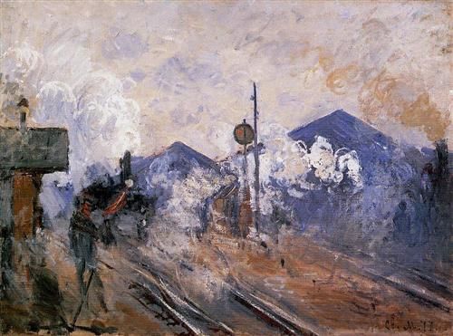 Trilha da estação Saint Lazare saindo (Claude Monet) - Reprodução com Qualidade Museu