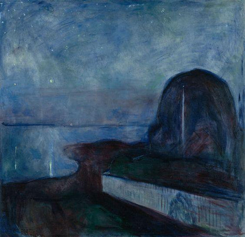 Noite estrelada (Edvard Munch) - Reprodução com Qualidade Museu
