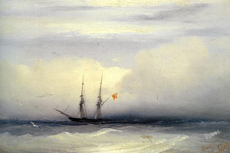 Navio em um mar tempestuoso (Ivan Aivazovsky) - Reprodução com Qualidade Museu