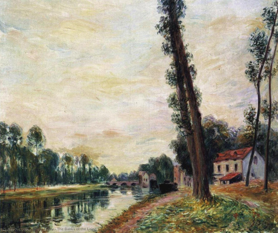 Os Bancos do Loing (Alfred Sisley) - Reprodução com Qualidade Museu