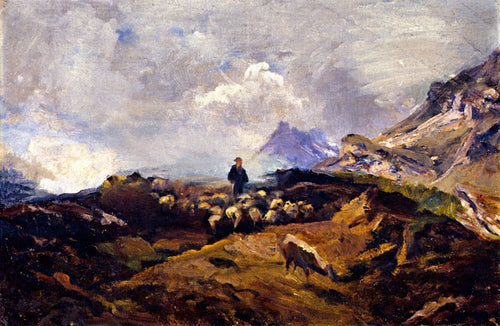 Paisagem alpina com rebanho de ovelhas (Franz Marc) - Reprodução com Qualidade Museu