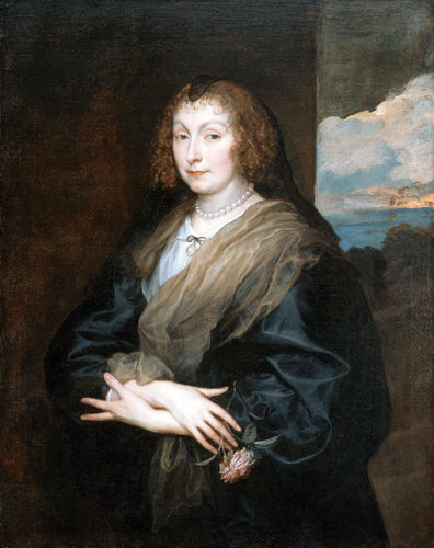 Retrato de uma mulher com uma rosa (Anthony van Dyck) - Reprodução com Qualidade Museu