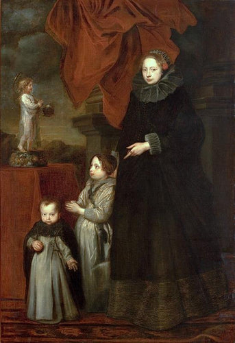 Retrato da Marquesa Lomellini, com seus filhos orando (Anthony van Dyck) - Reprodução com Qualidade Museu