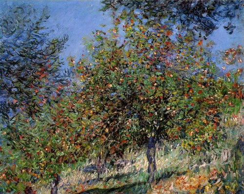 Macieiras na colina Chantemesle (Claude Monet) - Reprodução com Qualidade Museu