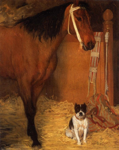Nos Estábulos - Cavalo e Cachorro (Edgar Degas) - Reprodução com Qualidade Museu