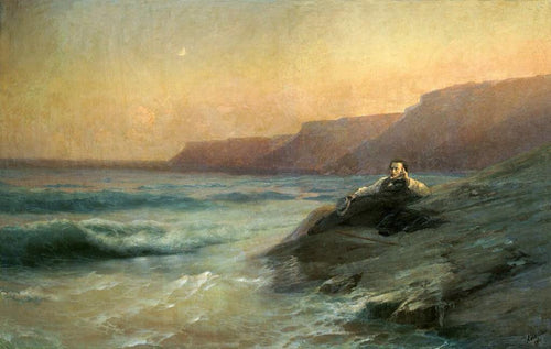 Pushkin na Costa do Mar Negro (Ivan Aivazovsky) - Reprodução com Qualidade Museu