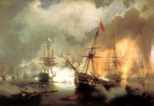 A Batalha de Navarino (Ivan Aivazovsky) - Reprodução com Qualidade Museu