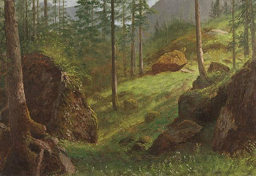 Wooded Hillside (Albert Bierstadt) - Reprodução com Qualidade Museu