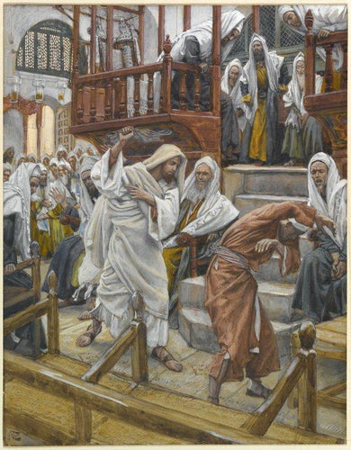 Jesus persegue um possesso na sinagoga