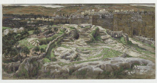 Reconstrução do Gólgota e do Santo Sepulcro, visto das paredes do Palácio de Herodes
