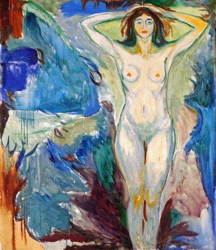 Nua em pé contra um fundo azul (Edvard Munch) - Reprodução com Qualidade Museu