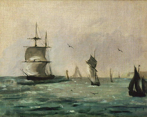 Barcos à vela e gaivotas (Edouard Manet) - Reprodução com Qualidade Museu