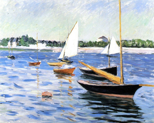 Barcos à vela no Sena em Argenteuil (Gustave Caillebotte) - Reprodução com Qualidade Museu