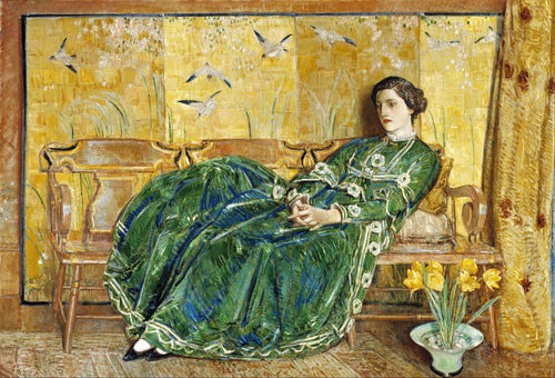 O vestido verde (Childe Hassam) - Reprodução com Qualidade Museu