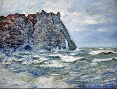 Port Daval, Mar Agitado (Claude Monet) - Reprodução com Qualidade Museu