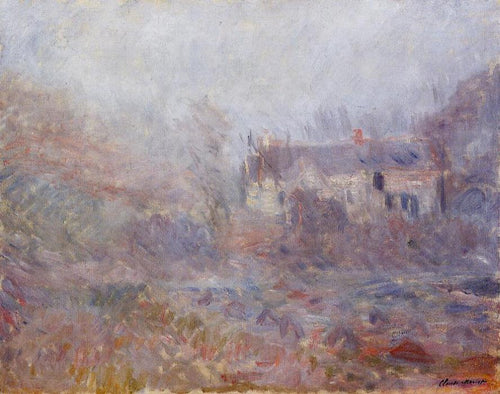 Casas em Falaise no meio do nevoeiro (Claude Monet) - Reprodução com Qualidade Museu