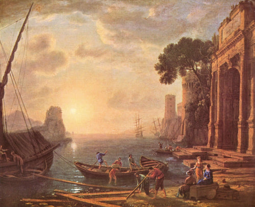 Harbor At Sunset (Claude Lorrain) - Reprodução com Qualidade Museu
