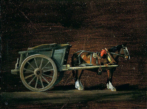 Cavalo de carreta agrícola com arreios
