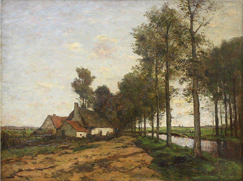 Casas ao longo do rio Gein, ladeadas por árvores (Piet Mondrian) - Reprodução com Qualidade Museu