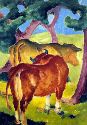 Vacas sob as árvores (Franz Marc) - Reprodução com Qualidade Museu