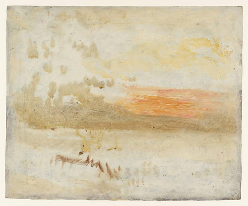 Pôr do sol visto de uma praia com quebra-mar (Joseph Mallord William Turner) - Reprodução com Qualidade Museu