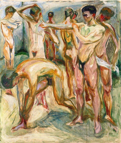 Homens nus nos banhos (Edvard Munch) - Reprodução com Qualidade Museu