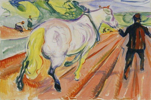 Cavalo e homem no campo (Edvard Munch) - Reprodução com Qualidade Museu