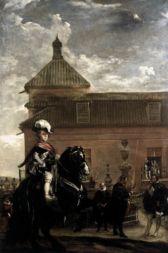 Príncipe Baltasar Carlos com o conde duque de Olivares no Royal Mews (Diego velázquez) - Reprodução com Qualidade Museu