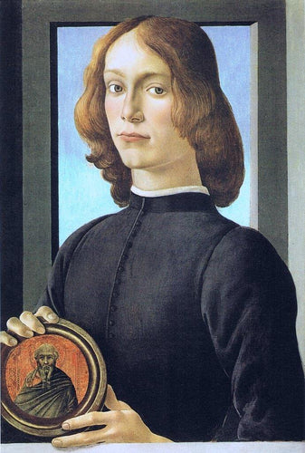 Retrato de um jovem segurando um medalhão (Sandro Botticelli) - Reprodução com Qualidade Museu