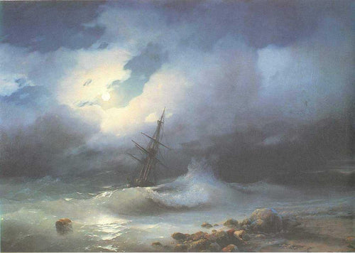 Mar agitado à noite (Ivan Aivazovsky) - Reprodução com Qualidade Museu