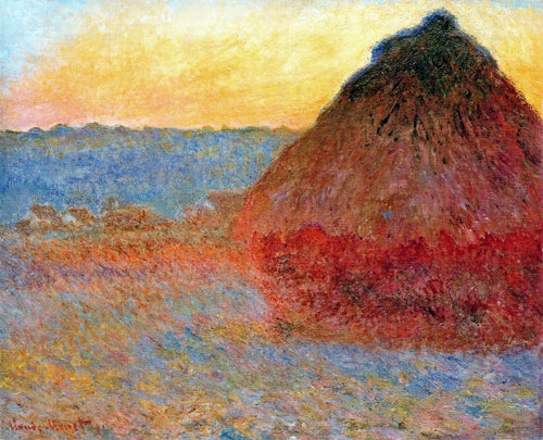 Grainstack, impressão em rosa e azul (Claude Monet) - Reprodução com Qualidade Museu