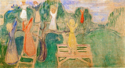 Mulheres colhendo frutas (Edvard Munch) - Reprodução com Qualidade Museu