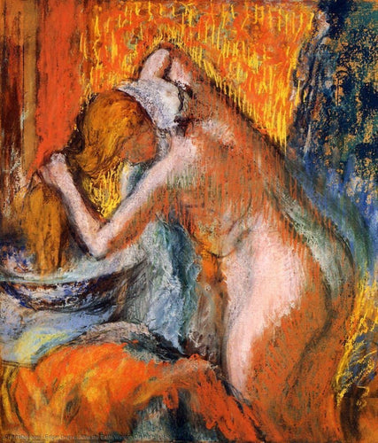 Após o banho, mulher secando o cabelo (Edgar Degas) - Reprodução com Qualidade Museu