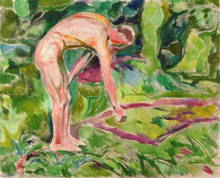 Nu Masculino na Floresta Inclinado para a Frente (Edvard Munch) - Reprodução com Qualidade Museu