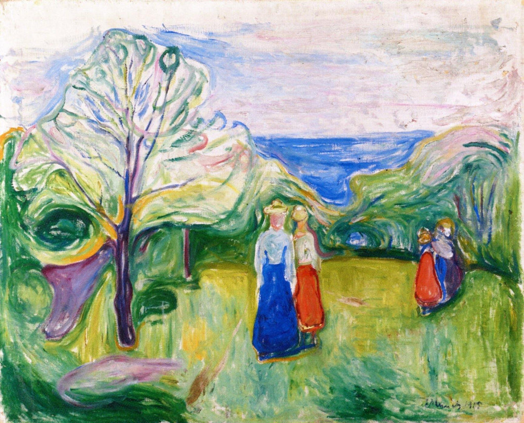 Cerejeira em flor e meninas no jardim (Edvard Munch) - Reprodução com Qualidade Museu