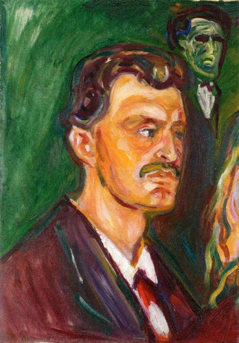 Auto-retrato contra um fundo verde (Edvard Munch) - Reprodução com Qualidade Museu