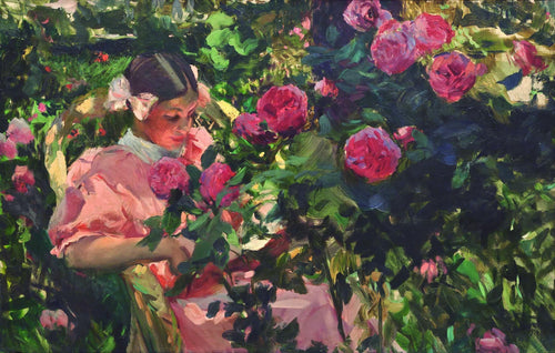 Elena entre rosas (Joaquin Sorolla) - Reprodução com Qualidade Museu
