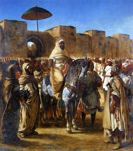 Muley Abd Ar Rhaman, o sultão de Marrocos, deixando seu palácio de Meknes com sua comitiva (Eugene Delacroix) - Reprodução com Qualidade Museu