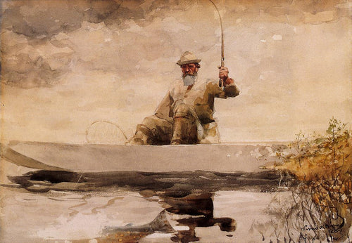 Pesca nas Adirondacks (Winslow Homer) - Reprodução com Qualidade Museu