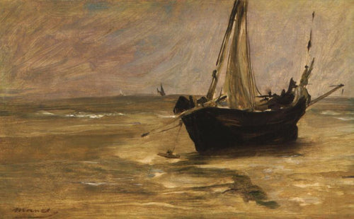Barco de pesca na praia de Berck (Edouard Manet) - Reprodução com Qualidade Museu